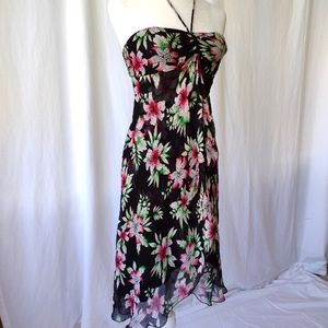 Vintage Laundry by Shelli Segal Tropical Print Silk Dress Size Sm…